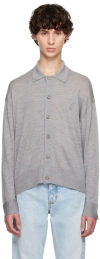 Ami Alexandre Mattiussi Gray Ami De Cœur Cardigan In Heather Grey