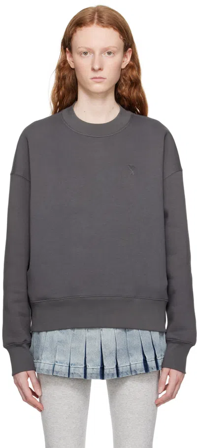 Ami Alexandre Mattiussi Gray Ami De Cœur Sweatshirt In 081 Stone Grey