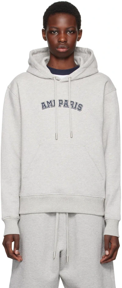 Ami Alexandre Mattiussi Gray 'ami Paris' Hoodie In Heather Ash Grey/095