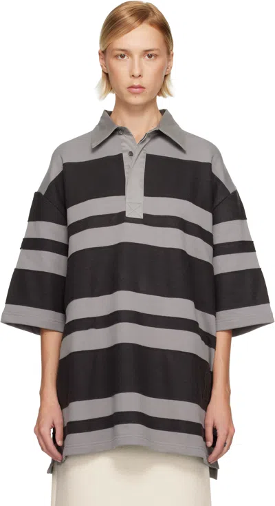 Ami Alexandre Mattiussi Gray & Black Cotton Ami De Coeur Striped Polo
