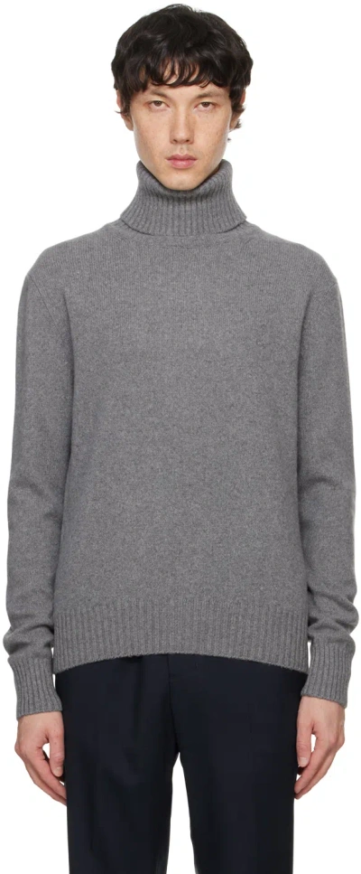 AMI ALEXANDRE MATTIUSSI GRAY CASHMERE AMI DE CŒUR TURTLENECK