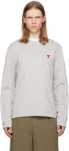 Ami Alexandre Mattiussi Gray Cotton Ami De Coeur Long Sleeves T-shirt In 0951 Heather Ash Gre