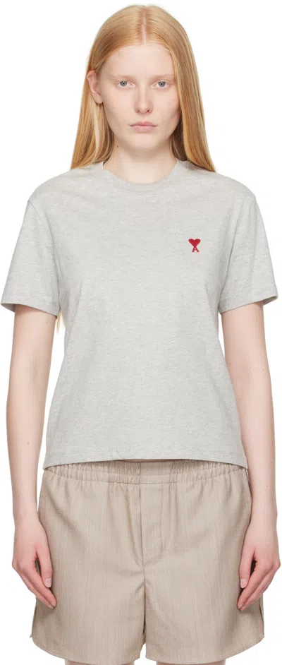 Ami Alexandre Mattiussi Gray Cotton Ami De Coeur T-shirt