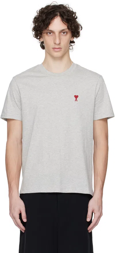 AMI ALEXANDRE MATTIUSSI GRAY COTTON AMI DE COEUR T-SHIRT