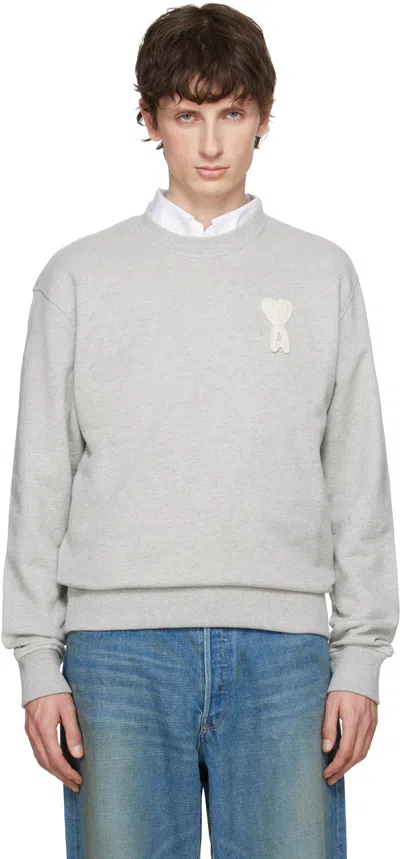 Ami Alexandre Mattiussi Ami Paris Men Ami De Coeur Cotton Sweatshirt In Gray
