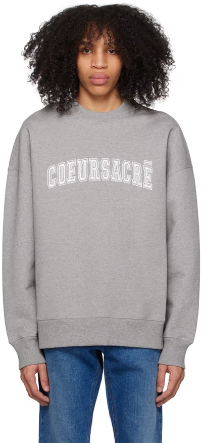 AMI ALEXANDRE MATTIUSSI GRAY EMBROIDERED SWEATSHIRT