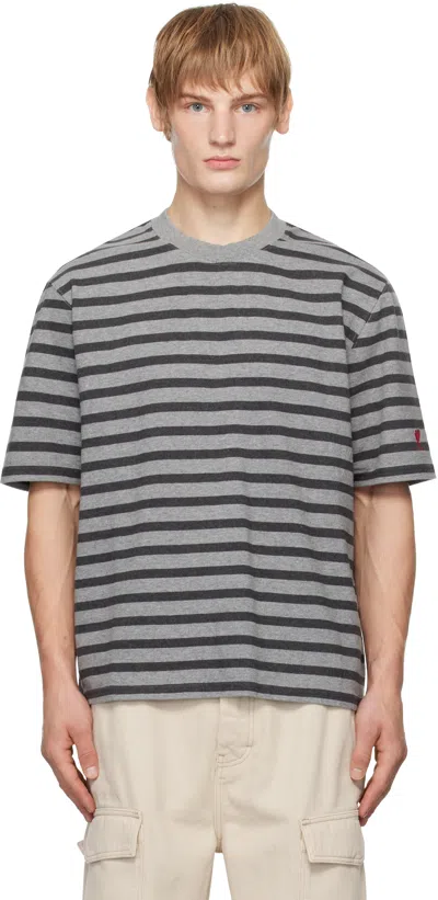 Ami Alexandre Mattiussi Gray Sailor T-shirt In Light/dark Grey/0556
