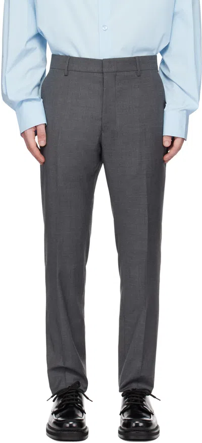 Ami Alexandre Mattiussi Gray Straight-leg Trousers In Heather Grey