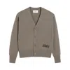 Ami Alexandre Mattiussi Beige Cotton Wool Ami Embroidered Cardigan Grey
