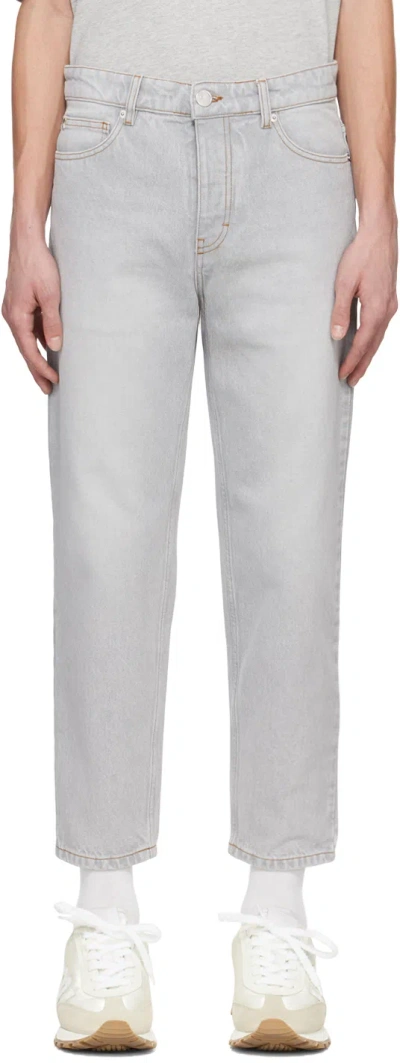 Ami Alexandre Mattiussi Gray Tapered Jeans In Javel Grey/0555