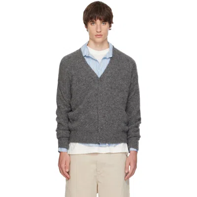 Ami Alexandre Mattiussi Gray V-neck Ami Cardigan In Multi