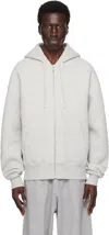 AMI ALEXANDRE MATTIUSSI GRAY ZIPPED AMI DE COEUR HOODIE