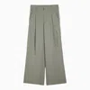 AMI ALEXANDRE MATTIUSSI GREEN LOOSE-FITTING TROUSERS FOR WOMEN