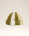 Ami Alexandre Mattiussi Green Alpaca Striped Ami De Coeur Beanie Beige In Green