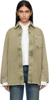 Ami Alexandre Mattiussi Green Cotton Ami De Coeur Denim Overshirt In Laurel
