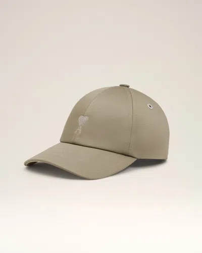 Ami Alexandre Mattiussi Green Cotton Ami De Coeur Embroidery Cap Green In Gray