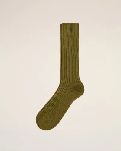 Ami Alexandre Mattiussi Green Cotton  Ami De Coeur Socks Green In Brown