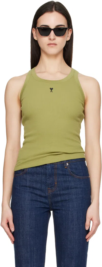 Ami Alexandre Mattiussi Green Cotton Ami De Coeur Tank Top