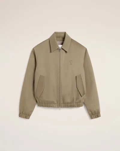 AMI ALEXANDRE MATTIUSSI GREEN COTTON AMI DE COEUR ZIPPED JACKET GREEN