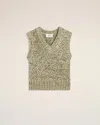 Ami Alexandre Mattiussi Green Cotton And Wool Sleeveless V Neck Sweater White In White Cream/lichen