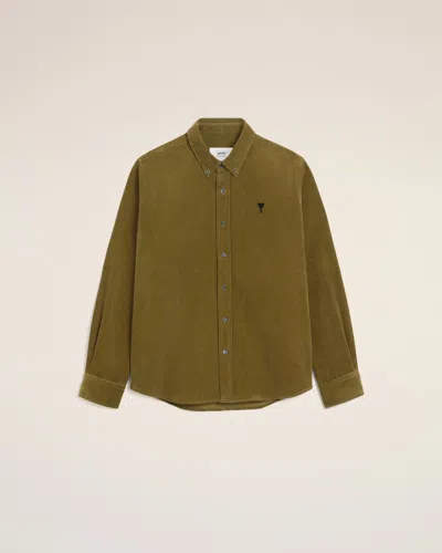 Ami Alexandre Mattiussi Green Cotton Button Down Ami De Coeur Shirt Green