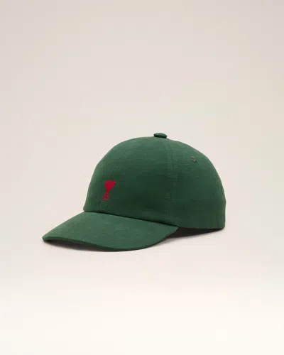 Ami Alexandre Mattiussi Green Cotton Cap With Ami De Coeur Green In Bottle Green