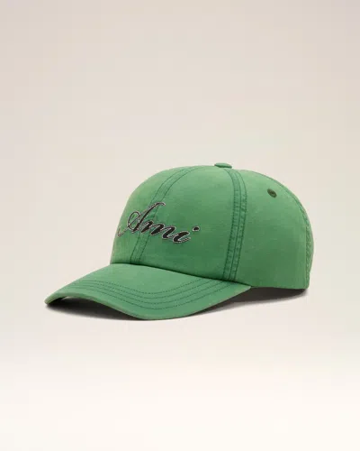Ami Alexandre Mattiussi Green Cotton Cap With Ami Paris Emboirery Green In Green Bottle Washed