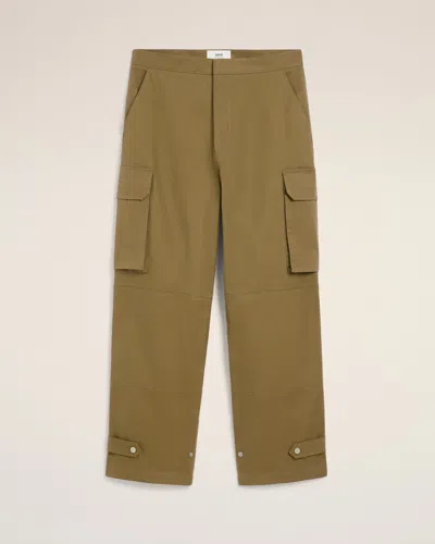 AMI ALEXANDRE MATTIUSSI GREEN COTTON CARGO TROUSERS GREEN