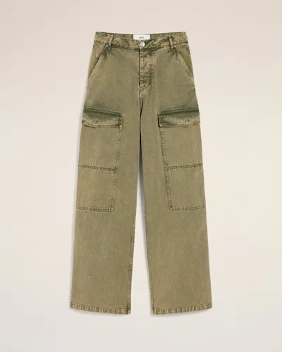 Ami Alexandre Mattiussi Green Cotton Cargo Wide Fit Jeans Green In Laurel