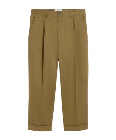 AMI ALEXANDRE MATTIUSSI GREEN COTTON CARROT OVERSIZED TROUSERS