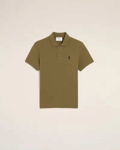 Ami Alexandre Mattiussi Green Cotton Contrasted Ami De Coeur Polo Shirt Green