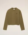 Ami Alexandre Mattiussi Green Cotton Contrasted Ami De Coeur Sweatshirt Green In Brown