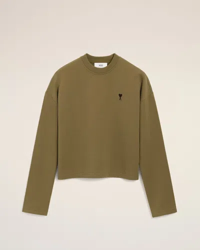 Ami Alexandre Mattiussi Green Cotton Contrasted Ami De Coeur Sweatshirt Green In Brown
