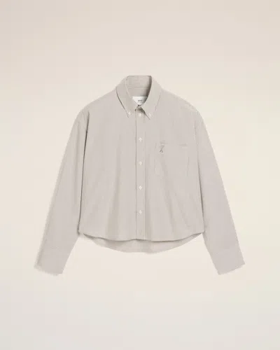 Ami Alexandre Mattiussi Green Cotton Cropped Oversized Shirt Green In Loden/white Cream