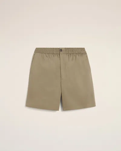 AMI ALEXANDRE MATTIUSSI GREEN COTTON ELASTICATED WAIST SHORTS GREEN