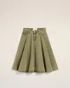 Ami Alexandre Mattiussi Green Cotton Midi Skirt With Godets Green In Laurel