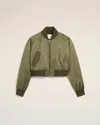 Ami Alexandre Mattiussi Green Cotton Satin Ami De Coeur Bomber Jacket In Loden