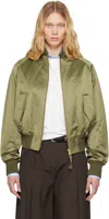 Ami Alexandre Mattiussi Green Cotton Satin Ami De Coeur Bomber Jacket In Loden/376