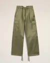 Ami Alexandre Mattiussi Green Cotton Satin Zipped Cargo Trousers Green In Loden