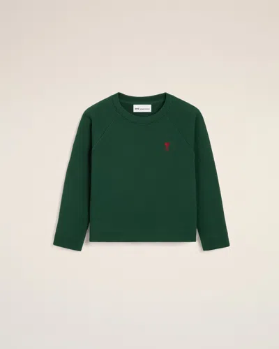 Ami Alexandre Mattiussi Green Cotton Sweatshirt With Ami De Coeur Green In Bottle Green