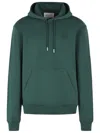 Ami Alexandre Mattiussi Deep Green Pullover Hoodie With Adjustable Drawstring In Green