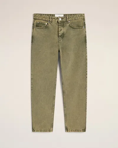 AMI ALEXANDRE MATTIUSSI GREEN COTTON TAPERED FIT JEANS GREEN