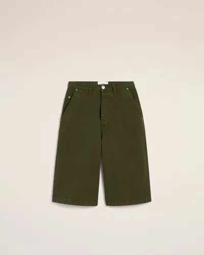 Ami Alexandre Mattiussi Green Cotton Wide Fit Bermuda Short Green In Loden