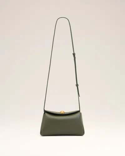 Ami Alexandre Mattiussi Green Cow Leather Mini Carrousel Bag Green In Brown