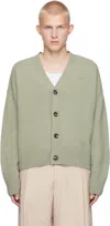 Ami Alexandre Mattiussi Green Embossed Ami De Coeur Cardigan In Multi