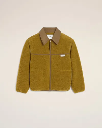 AMI ALEXANDRE MATTIUSSI GREEN FLEECE ZIPPED JACKET GREEN