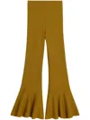 Ami Alexandre Mattiussi Fluted Hem High Waist Stretch Trousers In Green