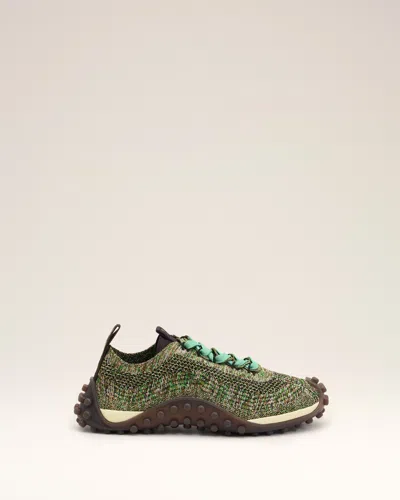 Ami Alexandre Mattiussi Green Knit Mirage Sneakers Multicolor In Chocolate Brown/green
