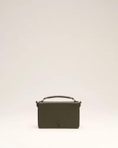 Ami Alexandre Mattiussi Green Leather Ami De Coeur Lunch Box Bag Green In Black Olive