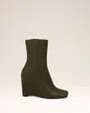 Ami Alexandre Mattiussi Green Leather Bicolor Ankle Boots Green In Green